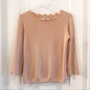 Philosophy Scallop Neck Pale Pink Sweater Small